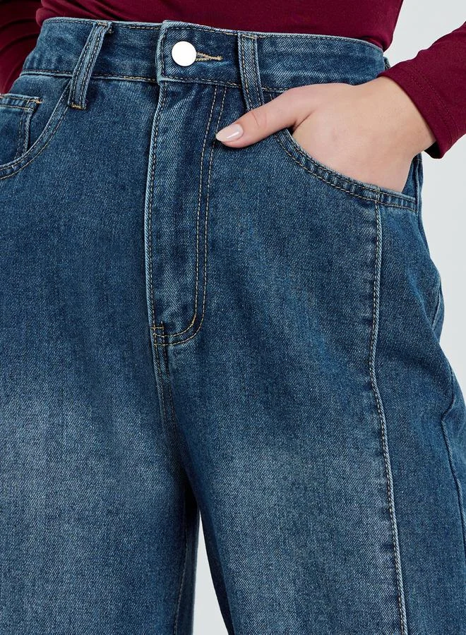 Styli  Women High Rise Straight Leg Jeans for Women | Best Price UAE
