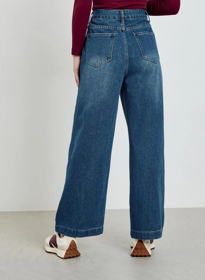 Styli  Women High Rise Straight Leg Jeans for Women | Best Price UAE
