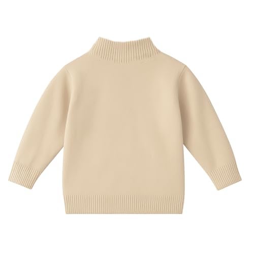 Bold N Elegant Kids Cute Bunny Soft Knit Winter Woolen Sweater Pullover for Baby Girl 1-6 Years | Warm High Neck Wool Blend Sweater for Kids Beige - Image 4