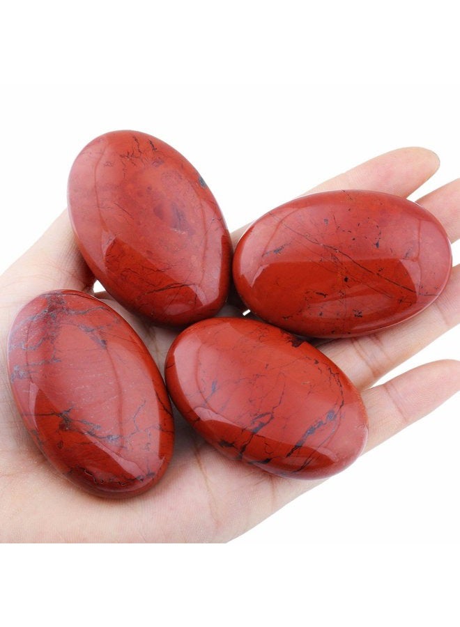 Rockcloud Oval Worry Stones,Palm Pocket Energy Stone,Healing Crystal with Velvet Bag,Red Jasper - Image 5