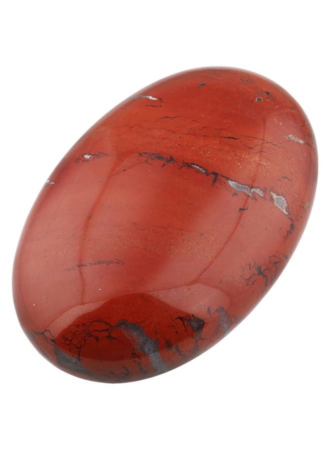 Rockcloud Oval Worry Stones,Palm Pocket Energy Stone,Healing Crystal with Velvet Bag,Red Jasper - Image 1