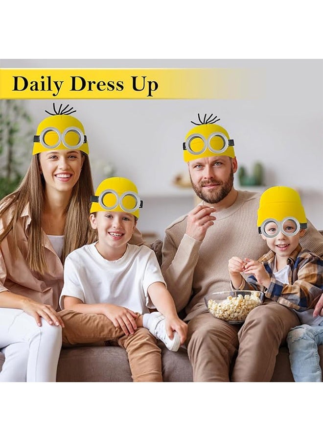 GMORO 4Pcs Minion Costoum Accessories,Costume Accessories Adult, Yellow Beanie Hats Goggles Gloves uspenders for Cosplay Set Dress Up - Image 5