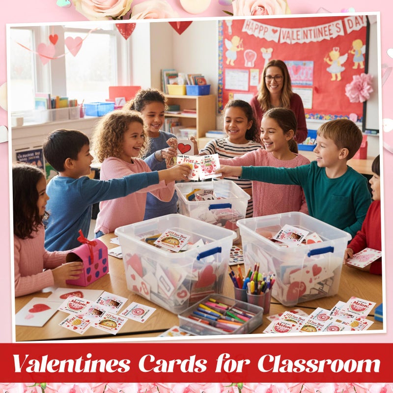 Tinlade 24 Pack 4.3 x 4.3â€³ Food Valentines Cards with Envelopes Valentines Day Cards Bulk for Classroom Assorted Adorable Design with Printed Message Inside for Teachers Students Coworker Friend - Image 4