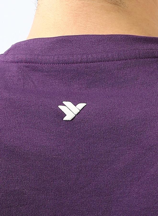 Hubberholme Men's Purple 100% Cotton Solid Oversized T-Shirt - Image 3