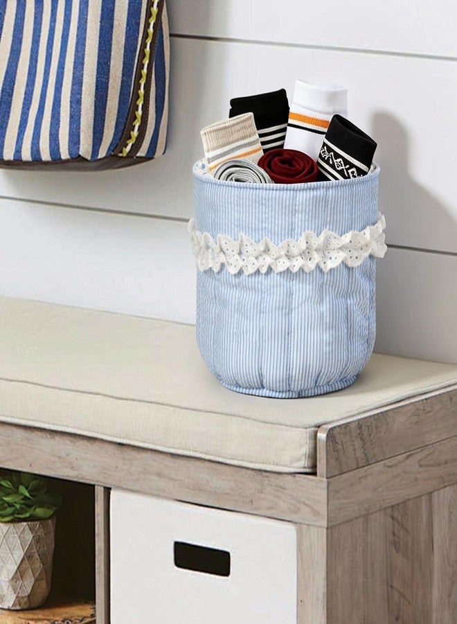 Cohawk Cute Quilted Makeup Storage Basket Small Desktop Storage Organizer for Home Office Toiletries Basket - Image 5