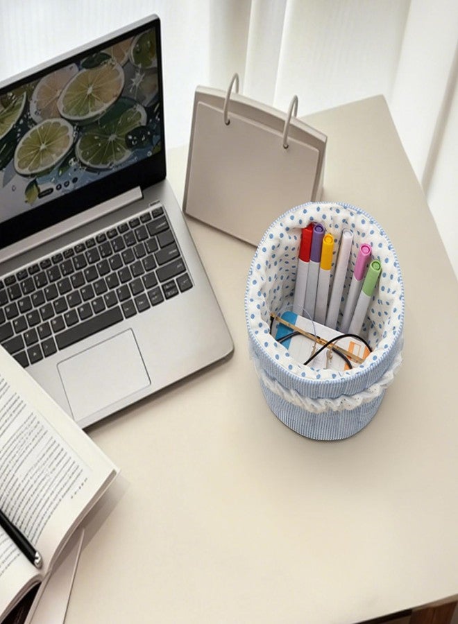 Cohawk Cute Quilted Makeup Storage Basket Small Desktop Storage Organizer for Home Office Toiletries Basket - Image 3