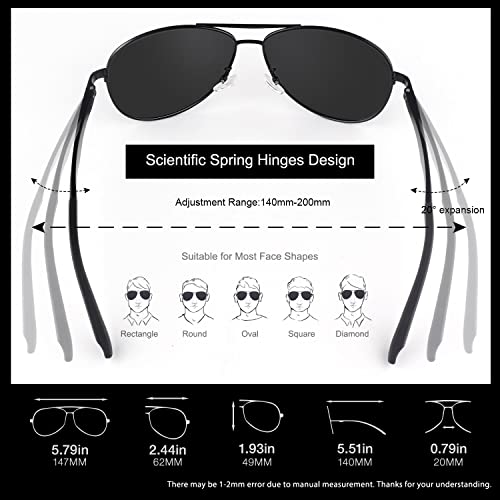GQUEEN Classic Military Style Pilot Polarized Sunglasses Spring Hinges Al-Mg for Mens Womens MOS1 - Image 5