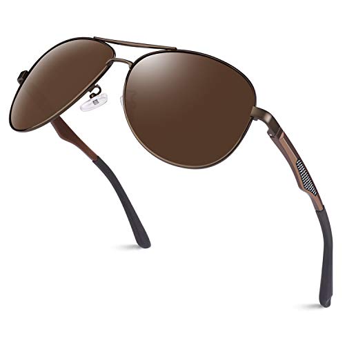 GQUEEN Classic Military Style Pilot Polarized Sunglasses Spring Hinges Al-Mg for Mens Womens MOS1 - Image 1