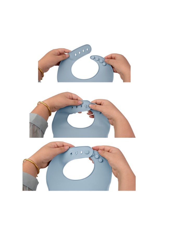 3 حزم من مريلة الأطفال المصنوعة من السيليكون قابلة للتعديل ومقاومة للماء مع حاجز كبير لالتقاط الطعام - Image 4