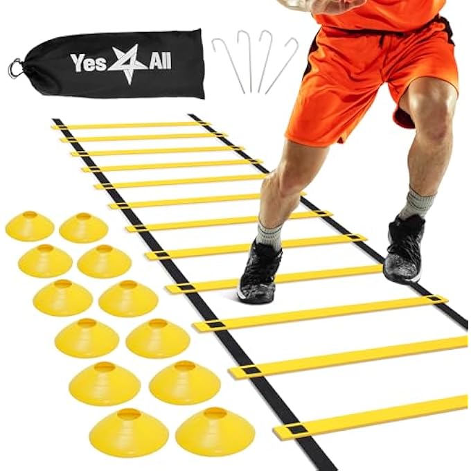rayihni Ultimate Combo Agility Ladder Training Set With Agility Ladder 12 Rungs & 12 Agility Cones, Agility Combo Speed Ladder And Balance Training Footwork For All Ages, Included Carry Bag - Image 1