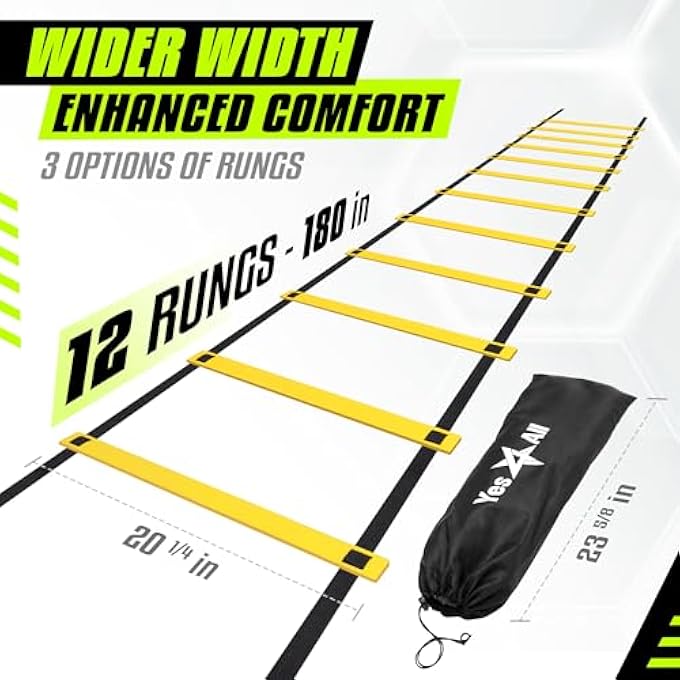rayihni Ultimate Combo Agility Ladder Training Set With Agility Ladder 12 Rungs & 12 Agility Cones, Agility Combo Speed Ladder And Balance Training Footwork For All Ages, Included Carry Bag - Image 3