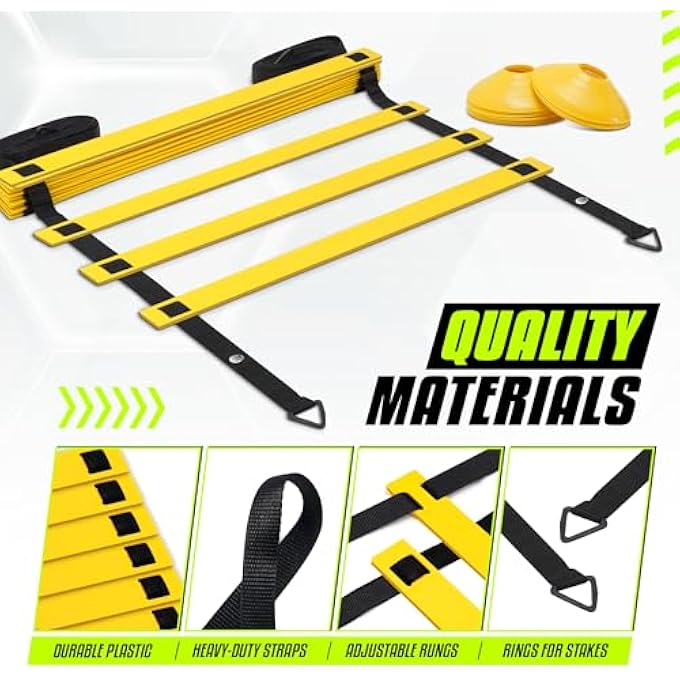 rayihni Ultimate Combo Agility Ladder Training Set With Agility Ladder 12 Rungs & 12 Agility Cones, Agility Combo Speed Ladder And Balance Training Footwork For All Ages, Included Carry Bag - Image 4
