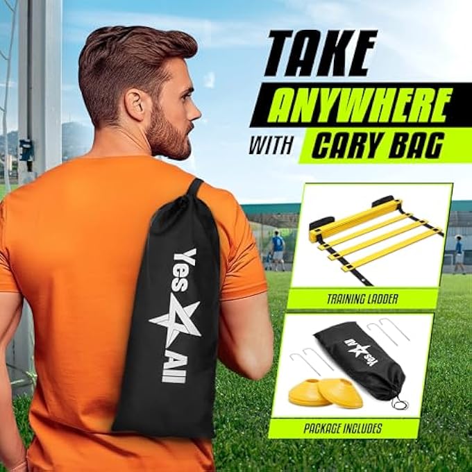 rayihni Ultimate Combo Agility Ladder Training Set With Agility Ladder 12 Rungs & 12 Agility Cones, Agility Combo Speed Ladder And Balance Training Footwork For All Ages, Included Carry Bag - Image 5