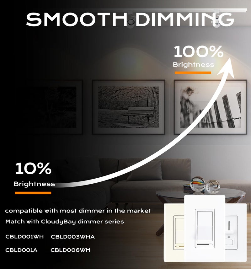 CLOUDY BAY 8W 4000K Cool White Dimmable LED Track Light Head,CRI90+ True Color Rendering Adjustable Tilt Angle Track Lighting Fixture,40Â° Angle for Accent Retail,White Finish,Halo Type- Pack of 6 - Image 5