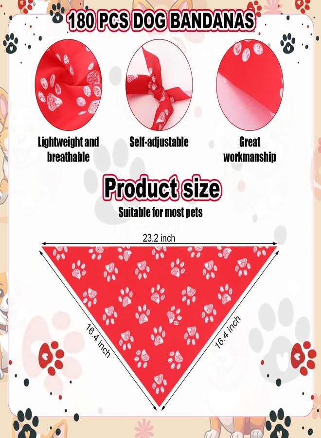 Aliceset 180 Pcs Dog Bandana Bulk Paw Print Bandanas for Dog Cute Scarf Bibs Soft Pet Triangle Scarf Adjustable Holiday Costume Neckerchief for Boy and Girl, Small and Medium Pet - Image 2