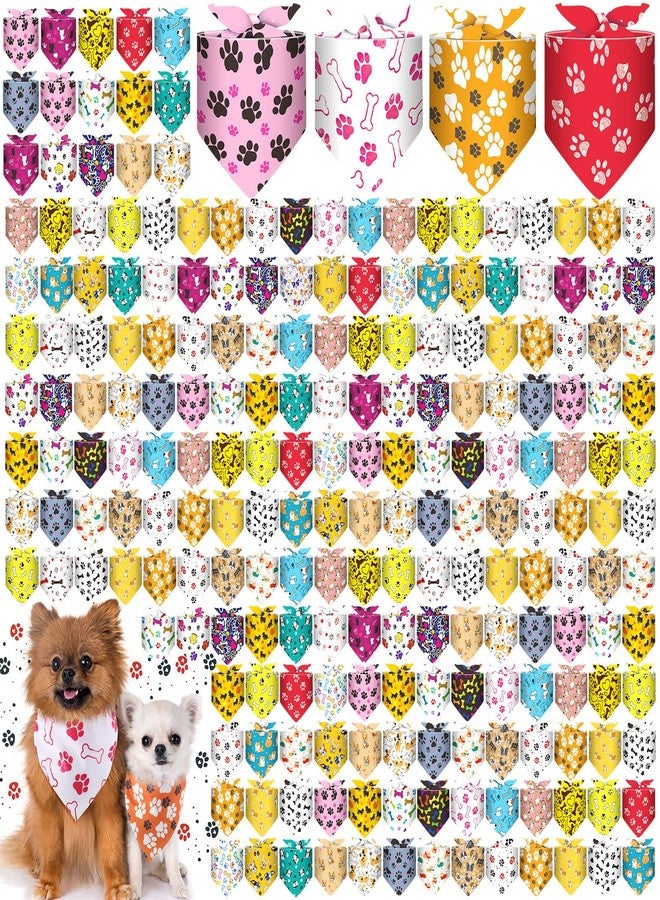 Aliceset 180 Pcs Dog Bandana Bulk Paw Print Bandanas for Dog Cute Scarf Bibs Soft Pet Triangle Scarf Adjustable Holiday Costume Neckerchief for Boy and Girl, Small and Medium Pet - Image 1