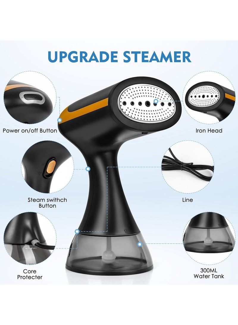 Steamer for Clothes, 1500W 300ml Water Tank 25s Quick Heat Portable Hand Held Clothes Garment Steamer for Home Travel (Black)  - Image 2