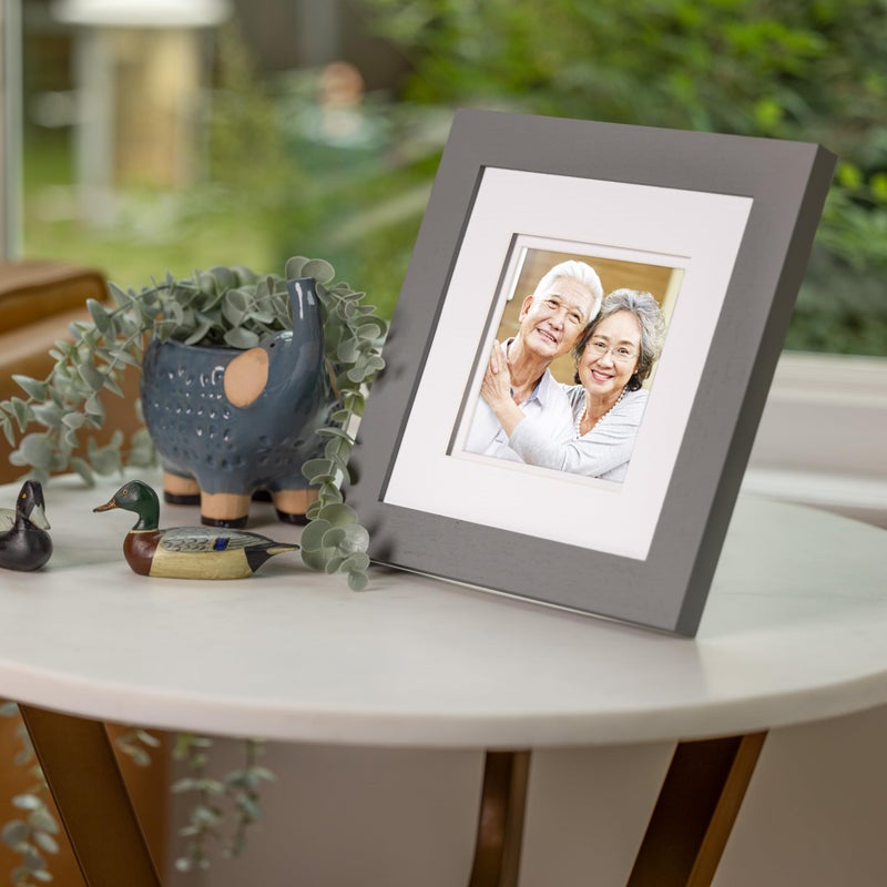 Gallery Solutions - 8""x8"" Flat Grey Wall Frame - Double White Mat - Wall/Wall Mount Display - Perfect Fit for 5""x5"" Photos - Versatile Mounting Options - Rectangular Wall Mount - Poster Frame - Image 2