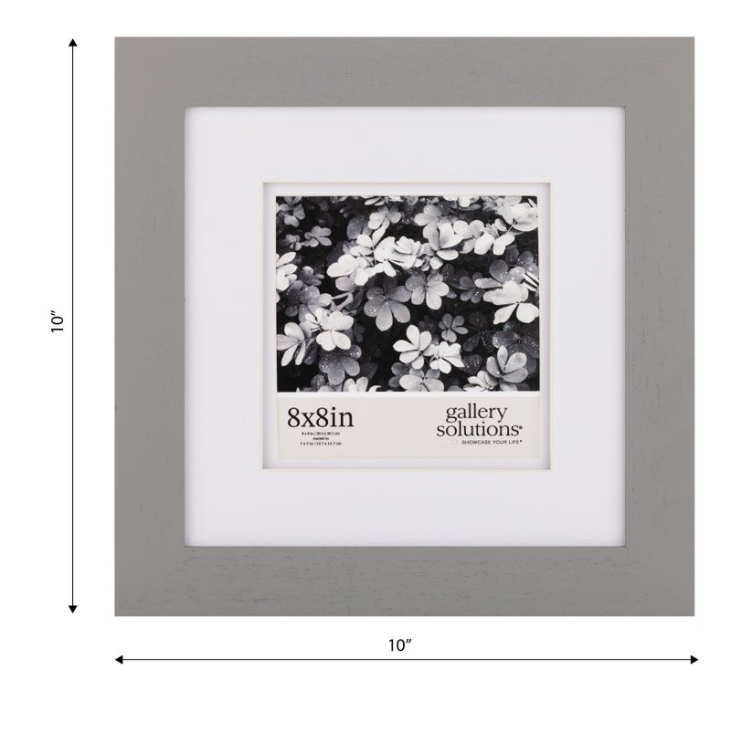 Gallery Solutions - 8""x8"" Flat Grey Wall Frame - Double White Mat - Wall/Wall Mount Display - Perfect Fit for 5""x5"" Photos - Versatile Mounting Options - Rectangular Wall Mount - Poster Frame - Image 4