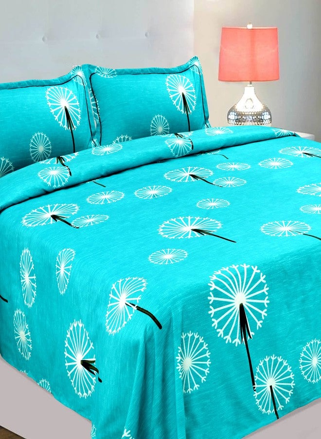 VAS COLLECTIONS VAS COLLECTION Kingston Collection 1 King Size Bedsheet with 2 King Size Pillow Covers| Luxury Soft Sheets, Breathable, Shrinkage (3pcs Set) |108x108 inches or 274x274 cm-Aqua & Black - Image 1