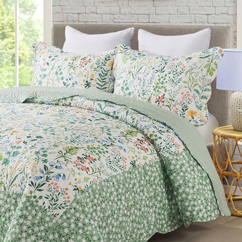Travan 3-Piece Floral Quilt Super King Quilt Bedding Set, Ultra Soft & Fade Resistant Super King Size Quilt Set for All Season, Exquisite, 120 * 120 Inch - Image 3