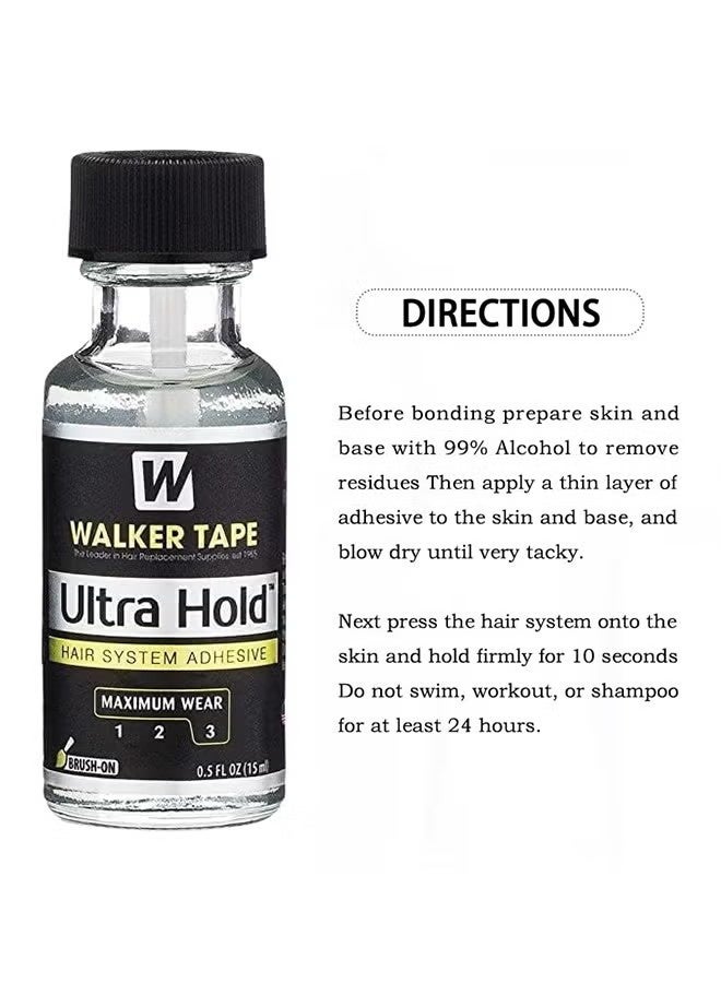 Walker Tape Ultra Hold Hair System Adhesive, Thin Silicone Hair Replacement Adhesive, Long Lasting Fixation For Poly And Lace Wigs, 3-4 Weeks, Wigs, Wig Systems, Invisible, Waterproof Adhesive, 15ML - Image 3