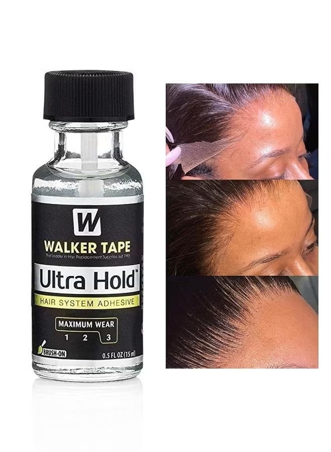 Walker Tape Ultra Hold Hair System Adhesive, Thin Silicone Hair Replacement Adhesive, Long Lasting Fixation For Poly And Lace Wigs, 3-4 Weeks, Wigs, Wig Systems, Invisible, Waterproof Adhesive, 15ML - Image 1