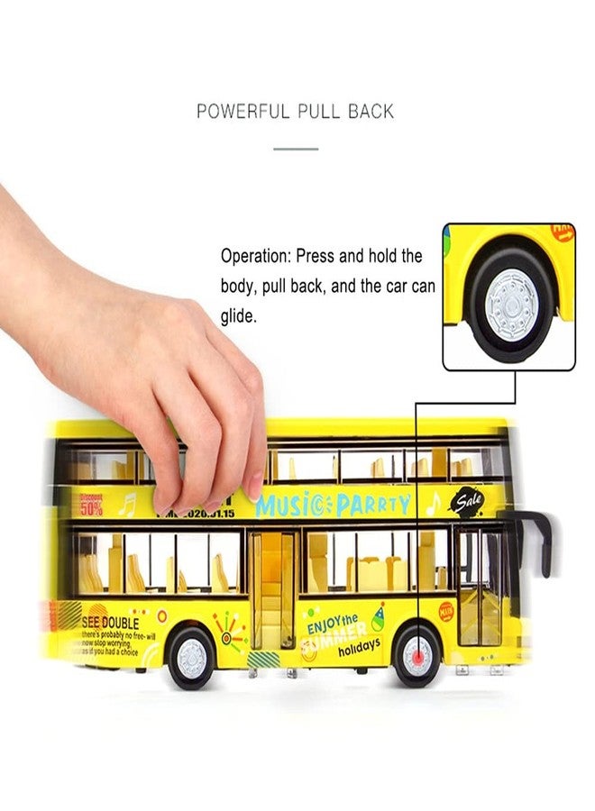 Coelon Long Bus Toy Diecast Metal London Bus Alloy Light Music Open Door Collection Buses Toys for Boy Kids, Multicolor - Image 5