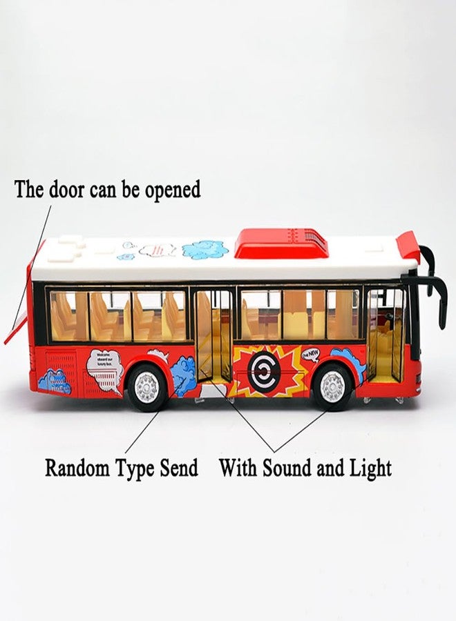 Coelon Long Bus Toy Diecast Metal London Bus Alloy Light Music Open Door Collection Buses Toys for Boy Kids, Multicolor - Image 3