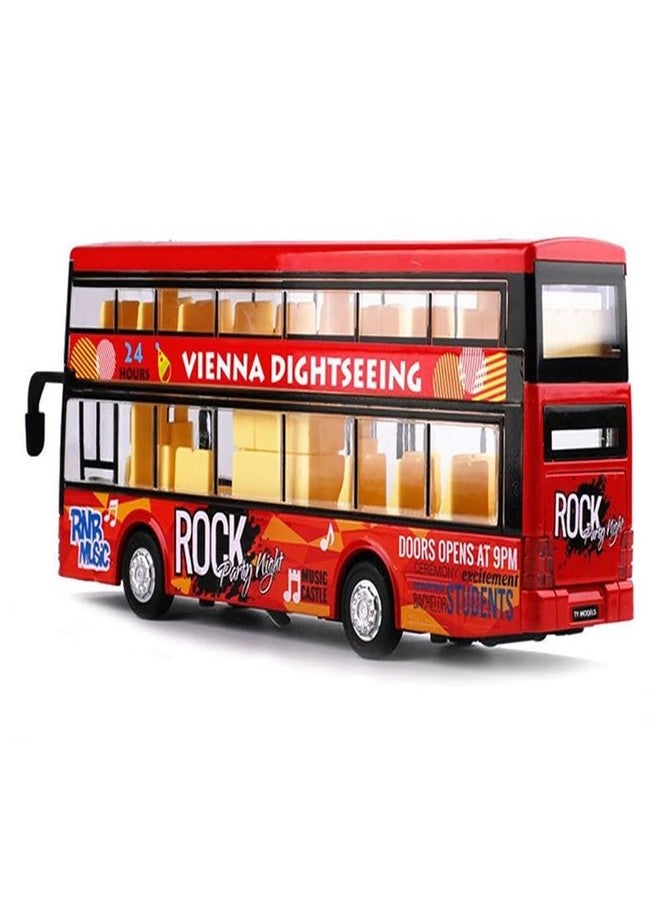 Coelon Long Bus Toy Diecast Metal London Bus Alloy Light Music Open Door Collection Buses Toys for Boy Kids, Multicolor - Image 4