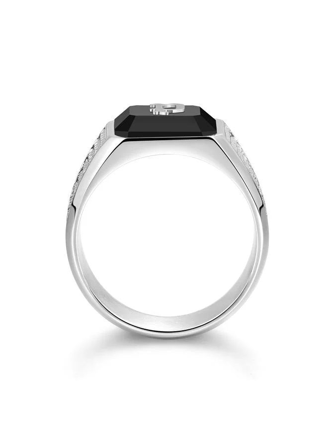 بوليس Raven Textured Stainless Steel Ring with Black Onyx 60 mm