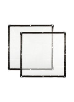 ماركة غير محددة غطاء شفاف 2 عبوة، 39x39 بوصة من قماش البي في سي المقاوم للماء مع عيون، غطاء متعدد الاستخدامات للحدائق، التخييم، السفر، حماية من الأشعة فوق البنفسجية للاحتباس الحراري والفناءات.  - Image 1
