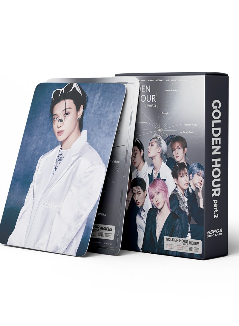 NIBEMINENT 55 Pcs Kpop ATEEZ GOLDEN HOUR Part.2 Lomo Cards Card For Fans Collection Gifts - Image 3