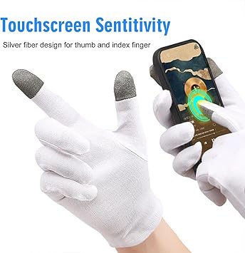 FFDHWU 2 Pairs Of Gloves 2 Pairs Of Socks White Cotton Gloves And Socks Touch Screen Gloves Hand And Foot Protection Unisex Moisturizing Gloves - Image 3