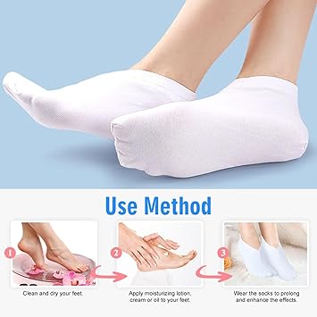 FFDHWU 2 Pairs Of Gloves 2 Pairs Of Socks White Cotton Gloves And Socks Touch Screen Gloves Hand And Foot Protection Unisex Moisturizing Gloves - Image 5
