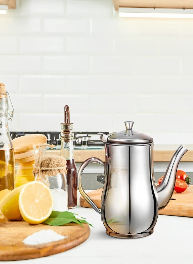 Yardwe Stainless Steel Oil Filter Pot 32Oz with Fine Mesh Strainer and Long Spout for Kitchen Oil Storage and Grease Container with Handle - Image 4