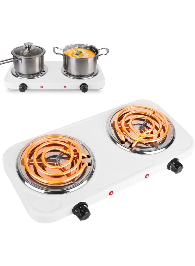 بريمو بلس موقد كهربائي محمول مزدوج الملف بقدرة 2000 واط مع تحكم مزدوج و5 مستويات للتحكم في درجة الحرارة، طبق تسخين كهربائي مزدوج - Image 1