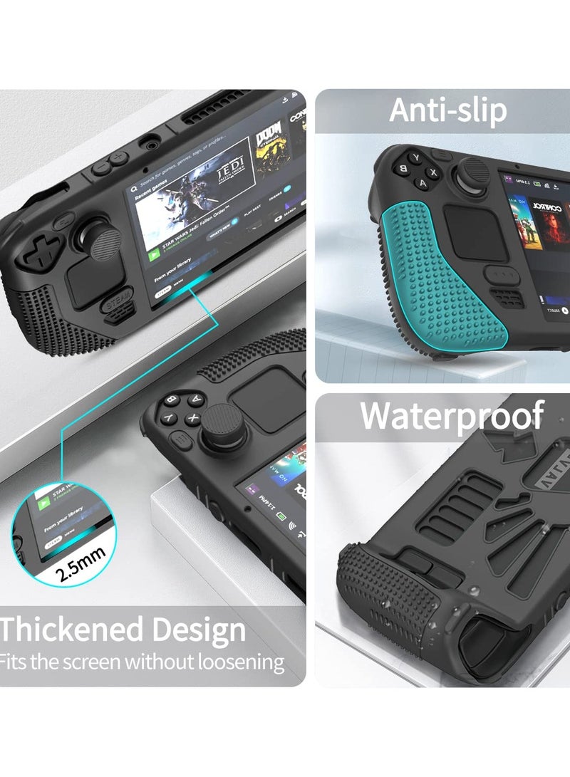 SYOSI Steam Deck Standing Protective Case, Thickening Silicone Accessories Protector, Soft Cover Skin Shell with 2 Pairs Thumb Grips, Full Protection Kit to Anti-Slip for Valve Stream Deck - Image 4