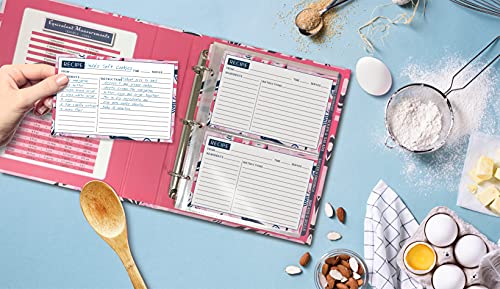 Better Kitchen Products Recipe Binder, 8.5" x 9.5" 3 Ring Binder Organizer Set (with 50 Page Protectors, 100 4" x 6" Recipe Cards & 12 Category Divider Tabs) Floral Design - Image 4