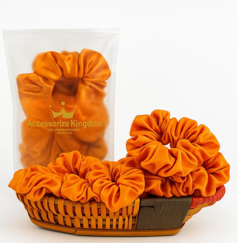 Accessorize Kingdom Premium Hair Scrunchie for Women| Scrunchies for Girls | Scrunchies for Thick, Curly, & Fine Hair | Soft & Smooth Hair Ties (Amber, Pack of 12) - Image 1