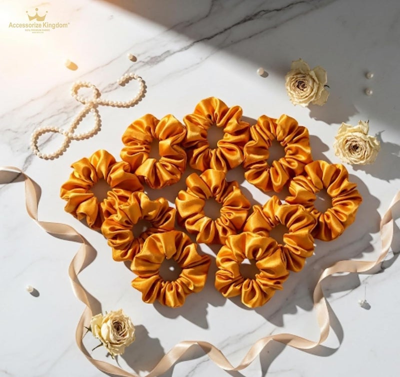 Accessorize Kingdom Premium Hair Scrunchie for Women| Scrunchies for Girls | Scrunchies for Thick, Curly, & Fine Hair | Soft & Smooth Hair Ties (Amber, Pack of 12) - Image 2