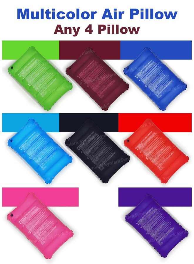 Synlark¬Æ Multicolor Velvet Air Pillow Cushion Sleeping Backpacking Pillow Soft Comfortable Air Inflatable Travel Pillow (Pack of 4) - Image 2