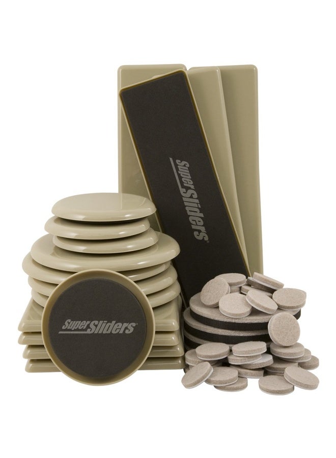 Supersliders 4912895N Assorted Size And Shape Value Pack Reusable And Self Stick Furniture Sliders And Felt Pads To Protect Flooring Surfaces Linen 52Pieces  - Image 1