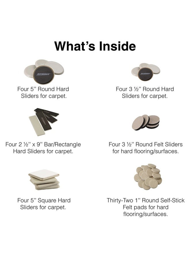 Supersliders 4912895N Assorted Size And Shape Value Pack Reusable And Self Stick Furniture Sliders And Felt Pads To Protect Flooring Surfaces Linen 52Pieces  - Image 2