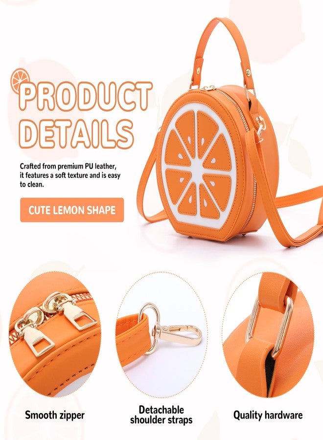 SUKUTU PU Leather Lemon Purse for Women Stylish Novelty Fruit Shaped Crossbody Shoulder Bag - Image 5