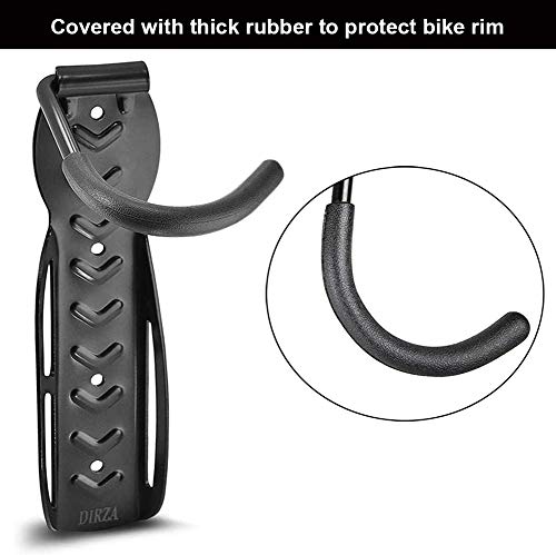 Dirza Bike Rack Garage Wall Mount Bike Hanger Storage System Vertical Bike Hook for Indoor Shed - Easily Hang/Detach - Heavy Duty Holds up to 65 lb with Screws Black - Image 5