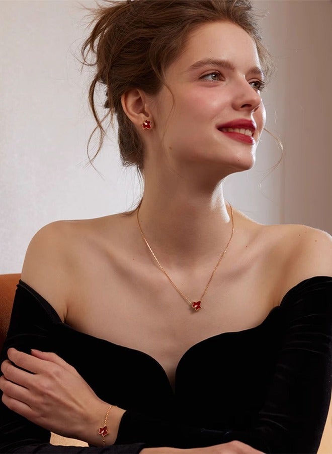 LOLA ROSE ​​Women's Lola Rose Carnelian Ivy Earrings - Genuine Red Agate Leaf Design, Classic and Elegant Jewelry for Day to Evening Wear​​ - Image 2