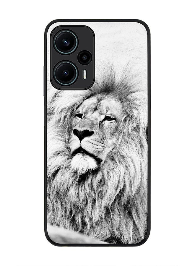 Stylizedd Rugged Black edge case for Xiaomi Poco F5 5G / Xiaomi Redmi Note 12 Turbo 5G Slim fit Soft Case Flexible Rubber Edges Anti Drop TPU Gel Thin Cover - Wise Lion - Image 1