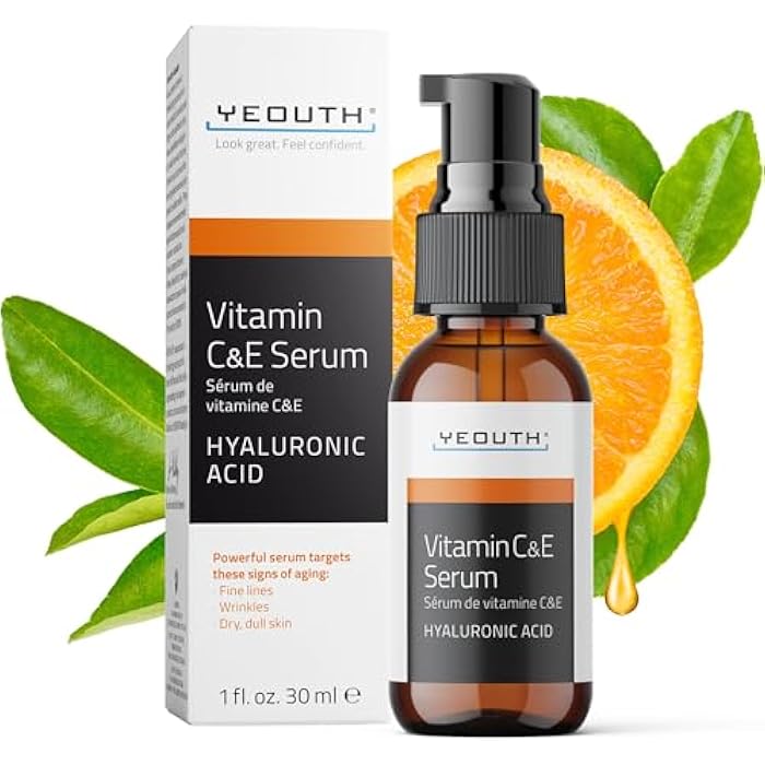 YEOUTH Vitamin C Face Serum with Hyaluronic Acid, Hydrating Vitamin C Serum for Face, Facial Serums Targets the Appearance of Dull Spots 1oz - Image 1