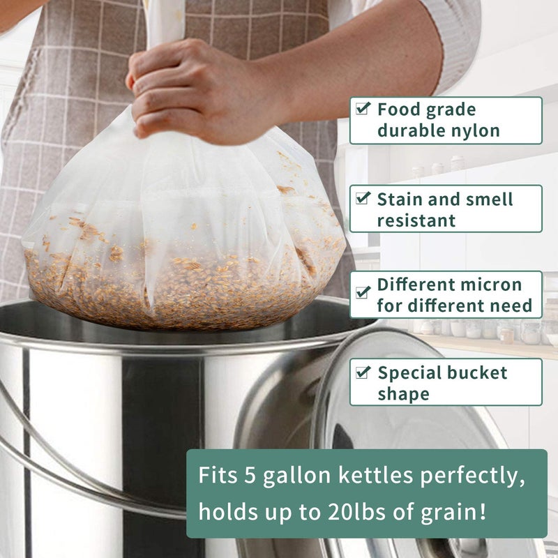 Conie 12"x18" Drawstring Straining Brew in a Bag 75 Micron Nylon Jelly Strainer Wine Beer Brew Filter Bag - Image 2